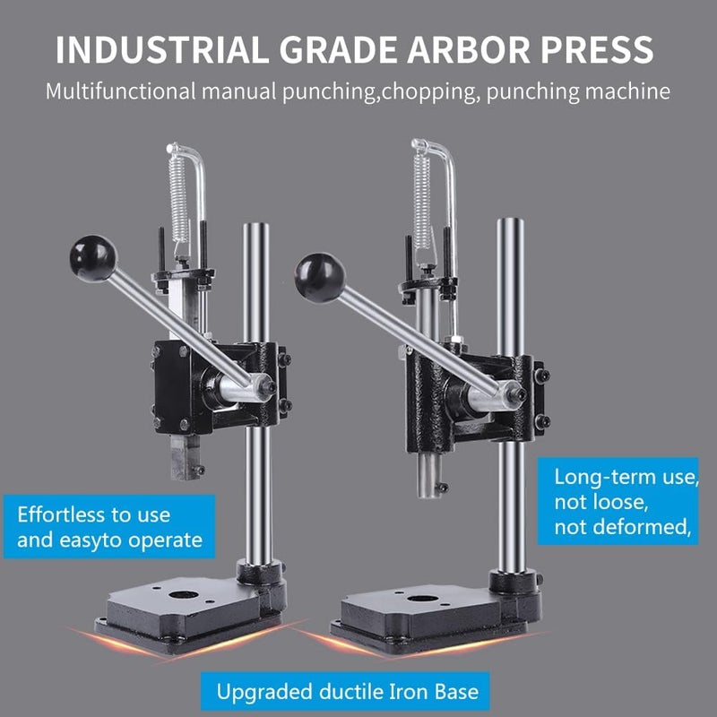 SKMZ Leather Hole Puncher Hand Punching Manual Punch.ductile Iron Base Arbor Presses for DIY Parts Punching, Cutting, Forming Pressing (Square Head Press) - Image 2
